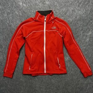 The North Face Momentum Jacket Women's S Red Orange Mock Neck Softshell Full Zip